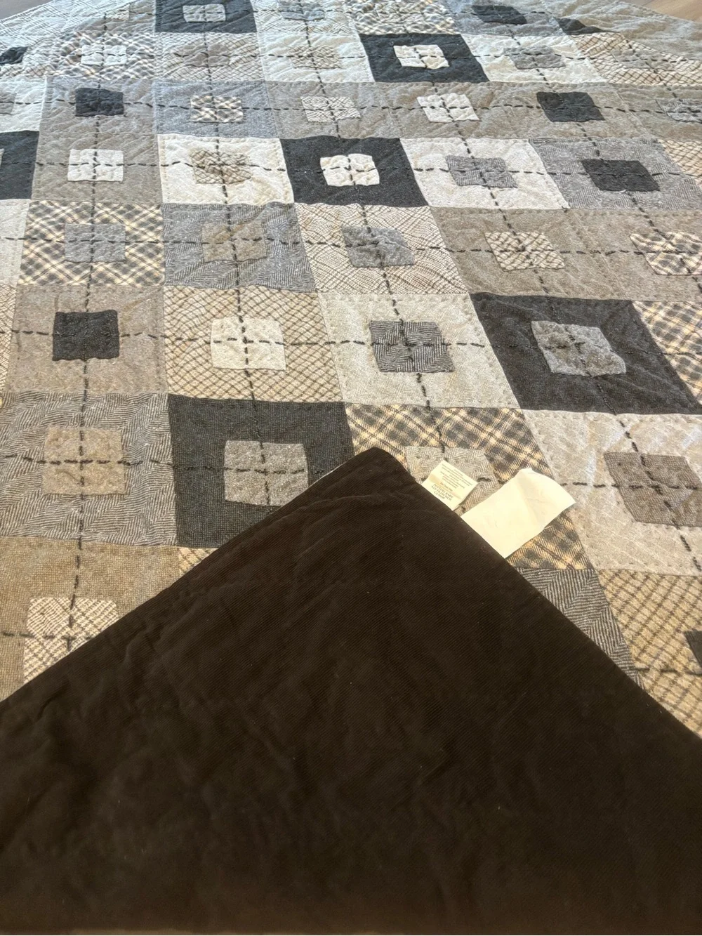 Pottery barn Handmade Patchwork Quilt - Gray queen